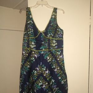 Navy and green floral dress